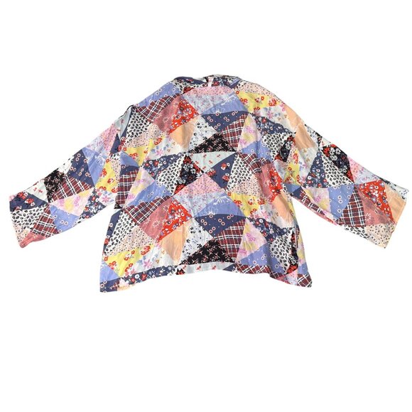 Gap Womens Patchwork Kimono Jacket S/M Open Front Long Sleeves 100% Rayon Multic - Picture 5 of 9